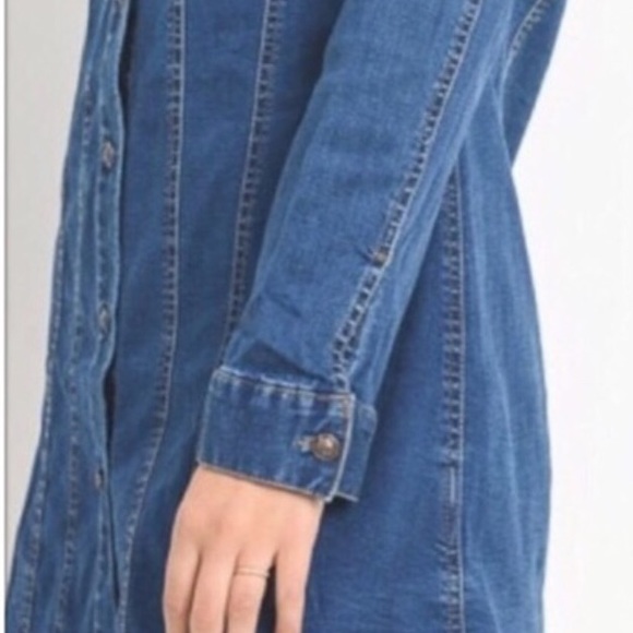 BLUE DENIM PRINCESS LINE BUTTON UP DRESS - Picture 4 of 7